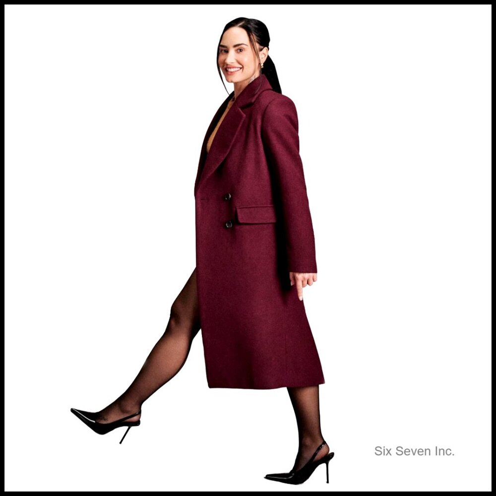 Women's Wool Blend Longline Coat Double Breasted Regular Fit